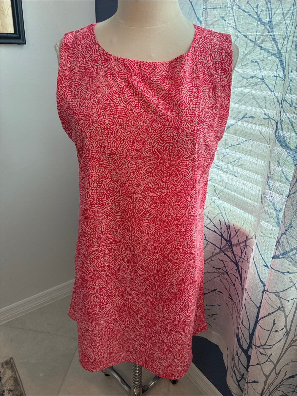 Rip Skirt Sleeveless Red Patterned Women's Dress